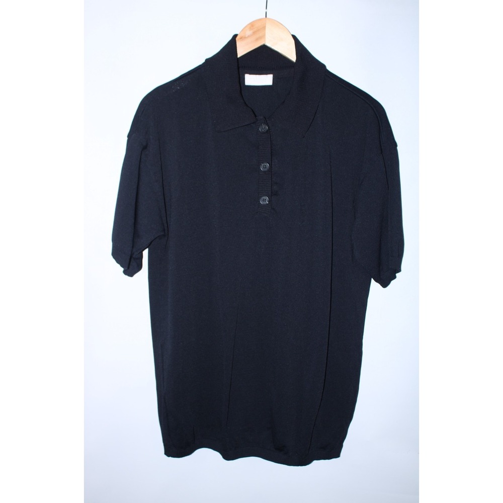 Teurn Studios Men's XS Black Oversized Woven Short Sleeve Polo Shirt